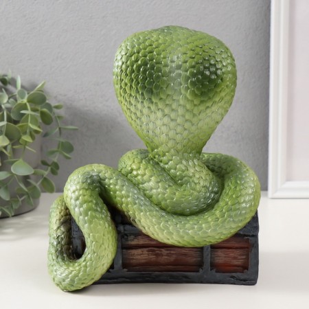 New Year's figure "Cobra on the chest" 20 x 17 x 12 cm, light green-5