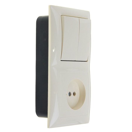 Block "Kuntsevo" Selena 8171, 2 keys, hidden, with a socket, ivory color