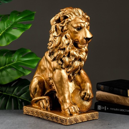 Figure "Leo sitting with a ball" bronze, 29x18x45cm
