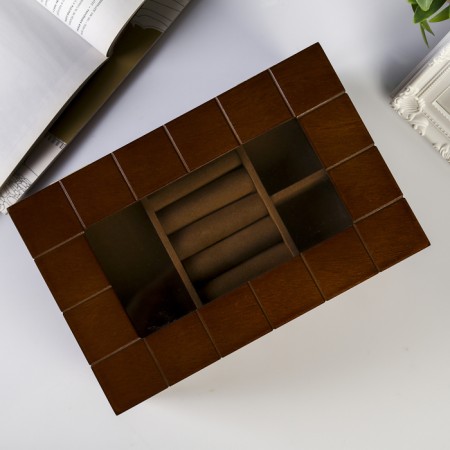 Casket wood for jewelry "Cell" brown 13.8x16.5x24 cm-4