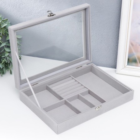 Borhat casket for jewelry multifunctional "gray fog" 5x20x28 cm-3