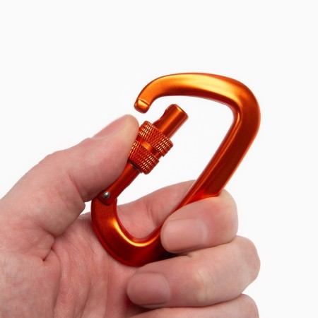 Carabiner with a clutch, 8 x 4.5 cm, 26 kn, orange-1