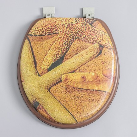 A toilet seat with a lid, soft, brown color, mix drawing-5