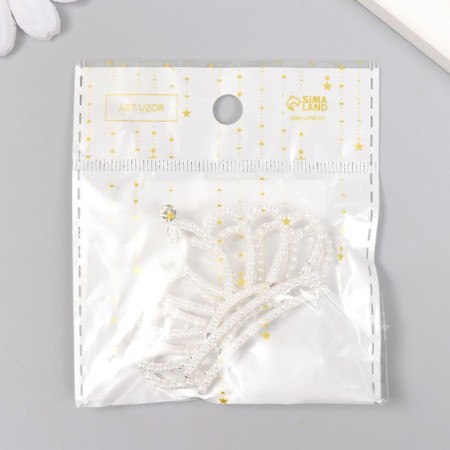 Decor for creativity Metal "Tiara with pearl" rhinestones 3.5x6 cm-4