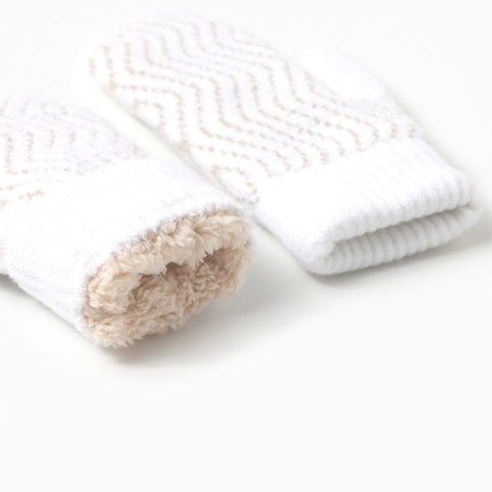 Women's mittens minku, white color, 24 cm-2