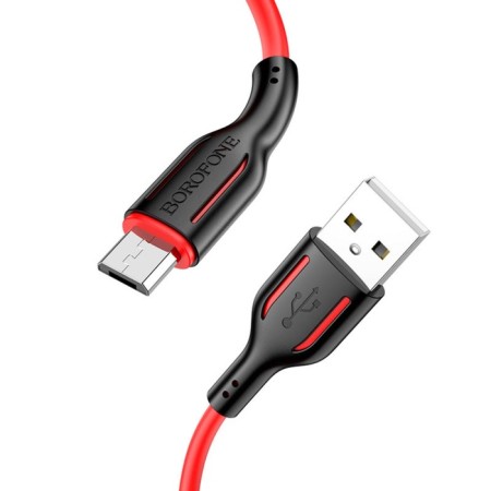 Cable Borofone BX63, microUSB - usb, 2.4 a, 1 m, tpe braid, red-1