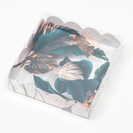 Box for cookies, "marble herbarium", 12 x 12 x 3 cm