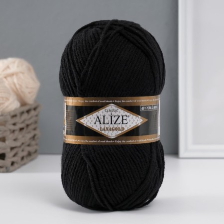 Yarn "Lanagold" 51% acrylic, 49% wool 240m/100g (60 black)
