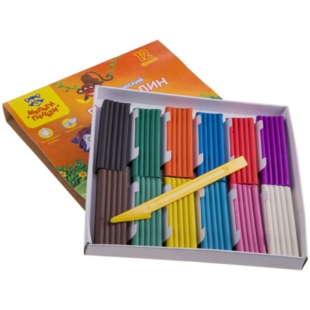 Plasticine 12 colors "Multi-Pulti", "Raccoon Adventures", stack, cardboard packaging, 240 g-1