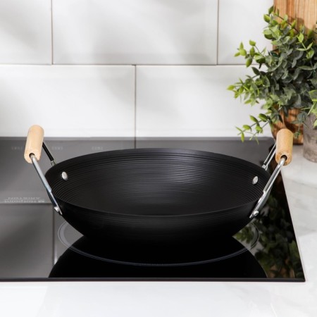 Skoroda-Wok Dolyana "Jacqueline", D = 24.5 cm, wooden pens, black color-5