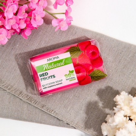 Toilet soap "Aroma Natural Red Fruits" with raspberry extract, 100 g
