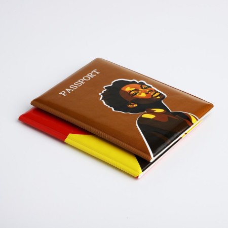 Gift set: 2 covers for passport, brown/yellow color-3