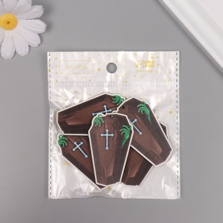 Decor for creativity wood "coffin" set of 5 pcs 5.5x3.4x0.3 cm-3