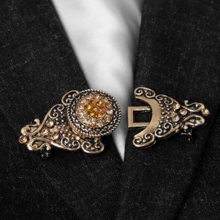 Cardigan clamp "Order", brown color in black gold-3