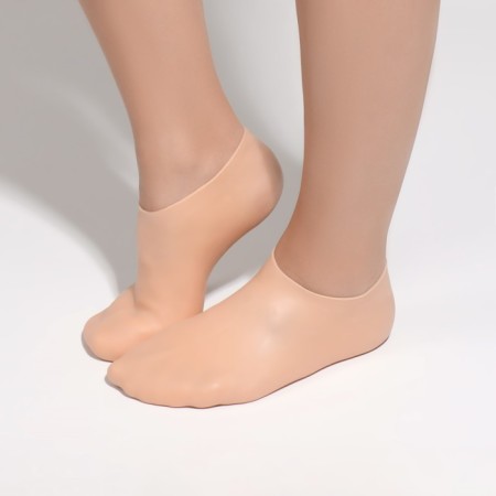 Socks for pedicure, silicone, 18 × 10 cm, size S, beige color-1