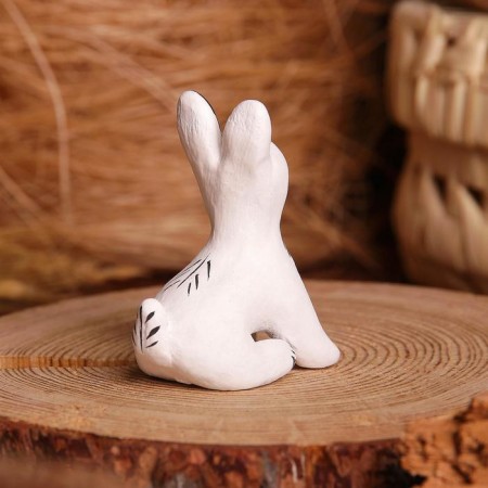 Souvenir "Bunny", white, gray, 3.5 × 4 × 5.5 cm, Kargopol toy, mix-4