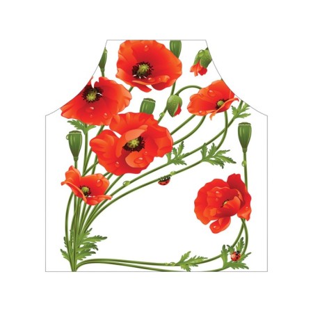 Apron kitchen with a photo print "Bouquet of poppies", adjustable, size OS-2