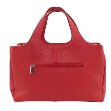 Bag women, genuine leather, red 36x10x33 cm-1