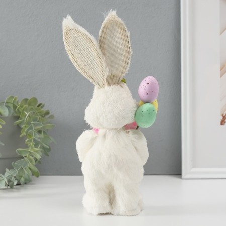Souvenir "White Bunny with a pink bow and Easter eggs" 12x12.5x25 cm-3
