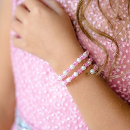 Bracelet-spring children's “chosen” flowers crystal, white-pink color-2