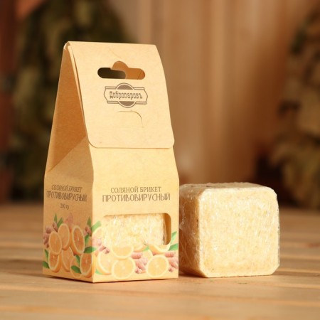 Salt Briket Cube "Antivimus" 200 g "Dobroparov" lemon, ginger-5