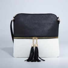 Bag Cross-Bodi with a zipper, black/white color