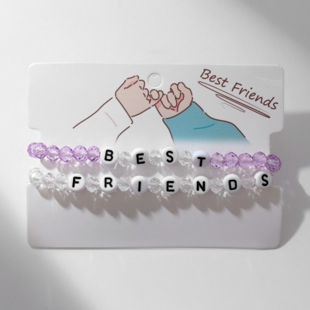 Bracelets "Demetrons" beads, Best Friends, white-lilac color-1