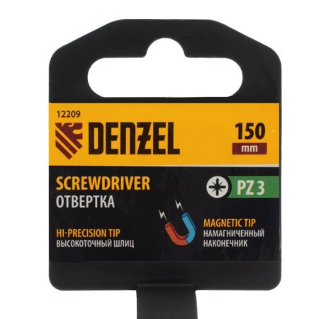Denzel 12209 screwdriver, three -component handle, CRV, PZ3 x 150 mm-6