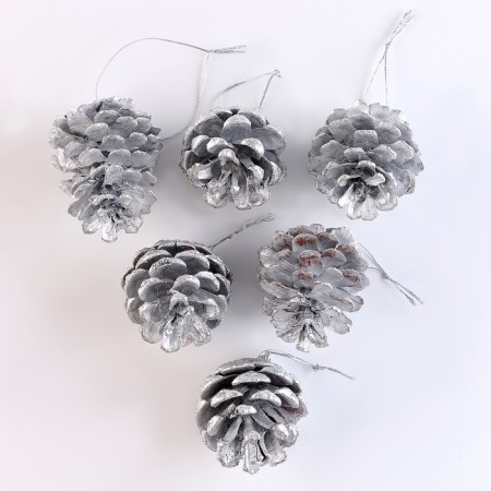 A set of decorative cones, 6 pcs., In silver color, 17.5 × 11.5 × 6 cm-1