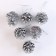 A set of decorative cones, 6 pcs., In silver color, 17.5 × 11.5 × 6 cm