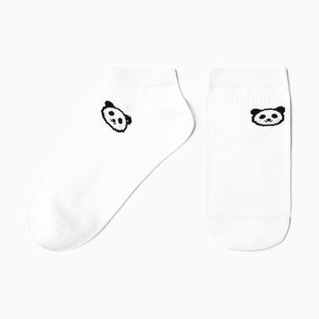 Women's socks shortened "Panda", white color, rr 23-25