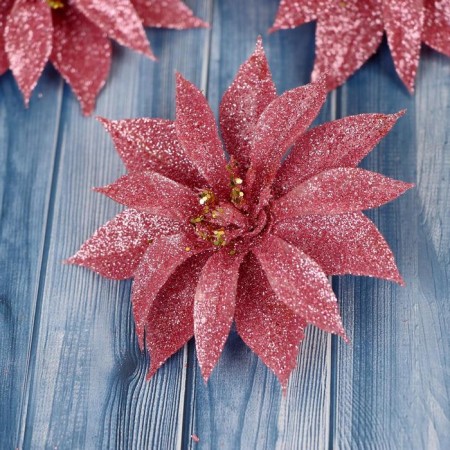 Decoration Christmas tree "delicate flower" (set of 3 pcs) 10 cm, pink-1