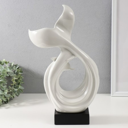 Souvenir Ceramics "Abstraction. Sea dolphins" White 9x18x40 cm-2
