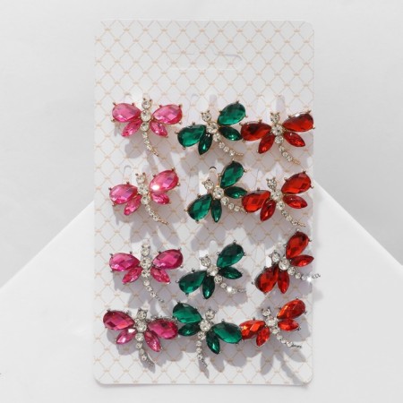 Brooch "Dragonfly" sparkling, color mix (indivisible packing 12 pcs., Price per pcs.)-2