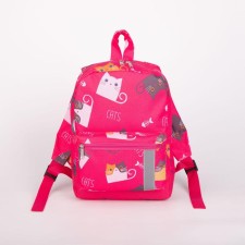 Baby backpack with zipper, external pocket, reflective strip, pink color