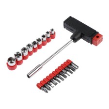 A screwdriver with a set of bit and a scrap head, a T-shaped holder, 21 subject