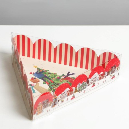 Box for confectionery with PVC cover "Friends", 18 x 18 x 4 cm, New Year-1