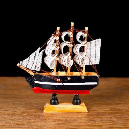 Souvenir Small Small Dolphin Ship, sides blue with a white strip, white sails, 3 × 10 × 10 cm