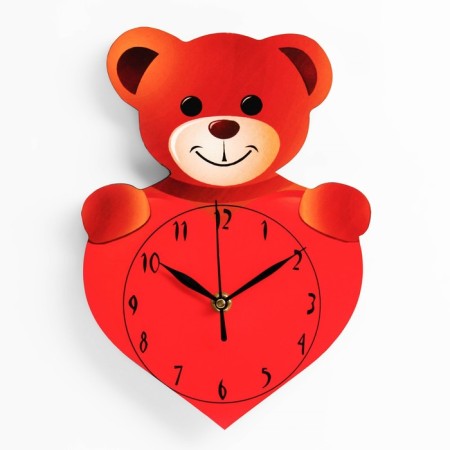 Wall watches, series: children's, "Bear with a heart", discrete move, 27 x 19 cm