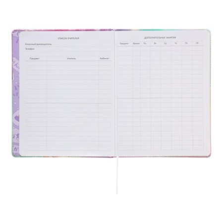 Universal diary for grade 1-11 Girl, solid cover, artificial leather, silk-screen printing, lies, 80 g/m2-6