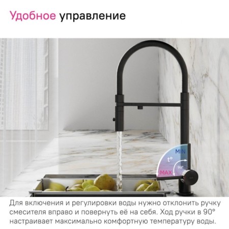 IDDIS ACE kitchen mixer, with a filter and flexible pour, black matte-4