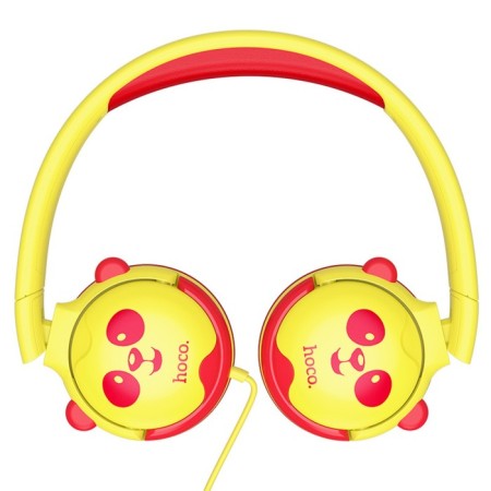 Hoco W31 headphones "Panda", wired, invoices, 85 dB, jack 3.5 mm, 1.2 m, yellow-red-3