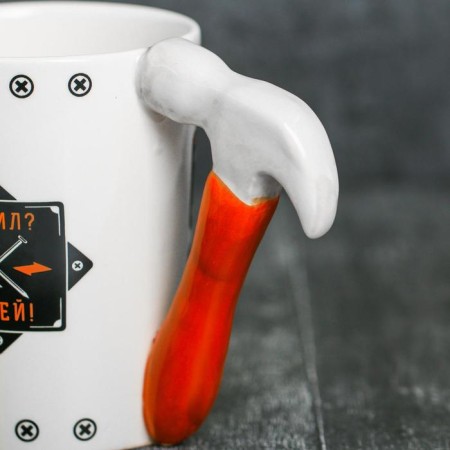 Ceramic mug “FORGE and DEEN”, with a mold pen, 400 ml, white color-3
