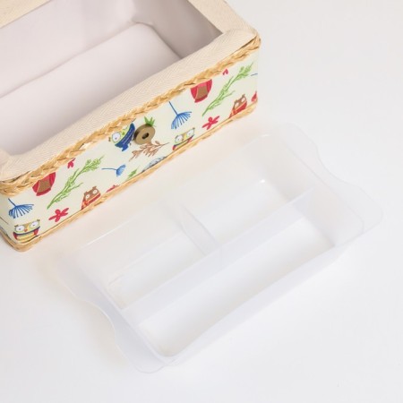 Casket for needlework "Drawn owls" 9.5x19.5x13 cm-3