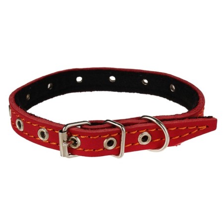 Leather collar on synthetic winterizer, dimensionless, 37 x 1.5 cm, Osh 21-31 cm, red-1