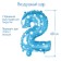 Foil ball 32 "number 2, stars, individual packaging, blue color