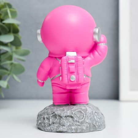 Souvenir Polystone "Astronaut on the Moon" bright pink 11.5x6.5x6.5 cm-2