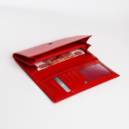 Women's wallet on the button, red color-3