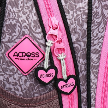 School backpack 40x33x15cm, ergonomic back, Across 410, gray/pink-8