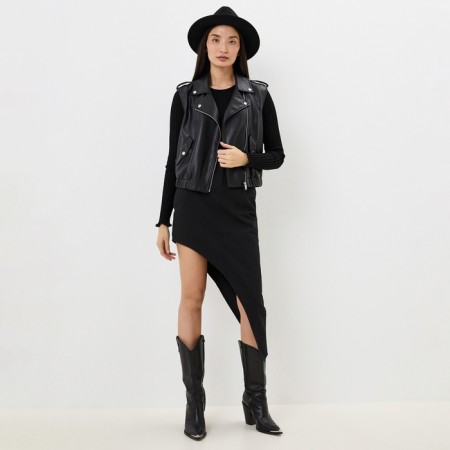 Women's Asymmetric Skirt Mist: Denim R.46, Black-1